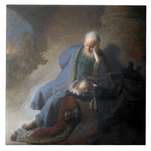 Jeremiah Lamentiing om Jerusalems fall, Rembrandt Kakelplatta