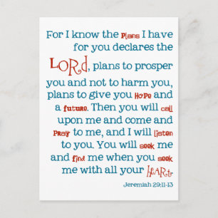 Jeremiah Plans Christian Bible Quote Card Notecard Vykort