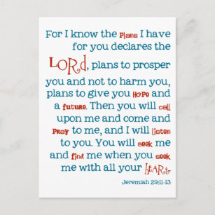 Jeremiah Plans Christian Bible Quote Card Notecard Vykort