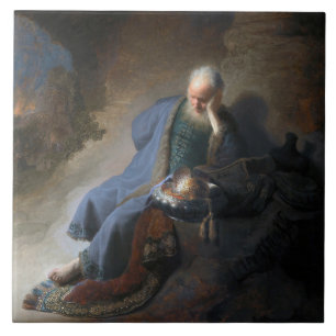 Jeremias sörjer Jerusalems fall, Rembrandt Kakelplatta