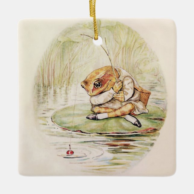 "Jeremy Fisher on a Lilypad" av Beatrix Potter Julgransprydnad Keramik (Framsida)