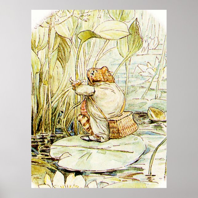 Jeremy Fisher på en Lily-pad av Beatrix Potter Poster (Framsidan)