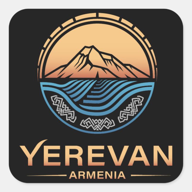 Jerevan Armenien Fyrkantigt Klistermärke (Framsida)