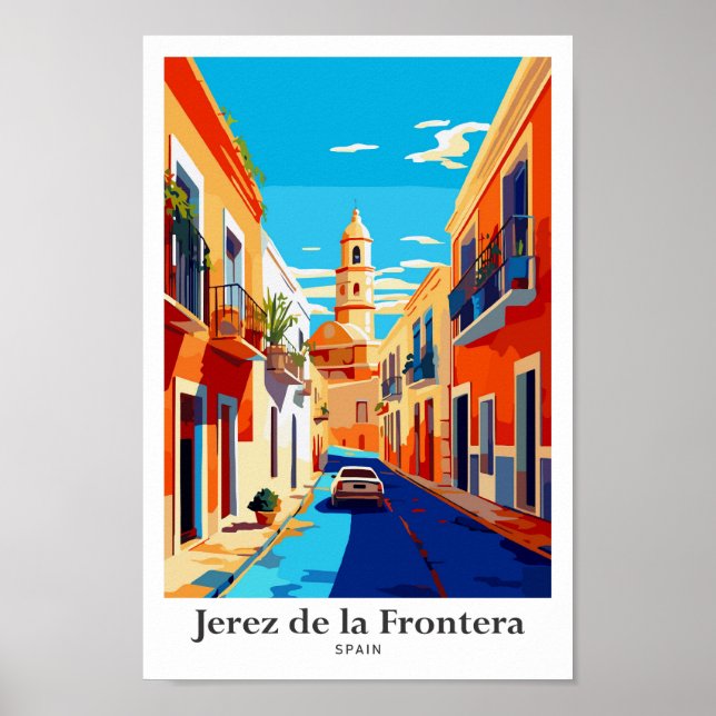 Jerez de la Frontera Spain Travel Illustration Poster (Framsidan)