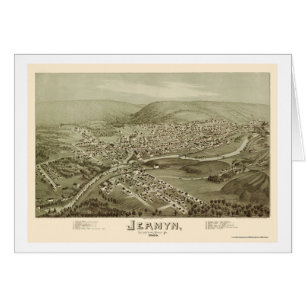 Jermyn panorama- karta för PA - 1889 Hälsningskort