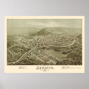 Jermyn panorama- karta för PA - 1889 Poster