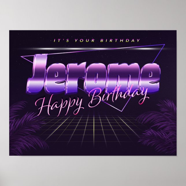 Jerome Name Vorname lila retro Poster Geburtstag (Framsidan)