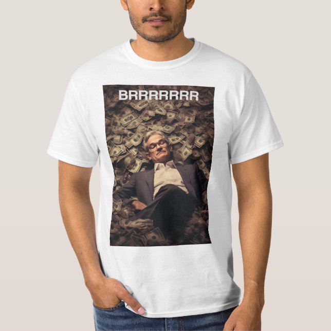 Jerome Powell: Brrrr - Wall street Bets Artwork T Shirt (Framsida)