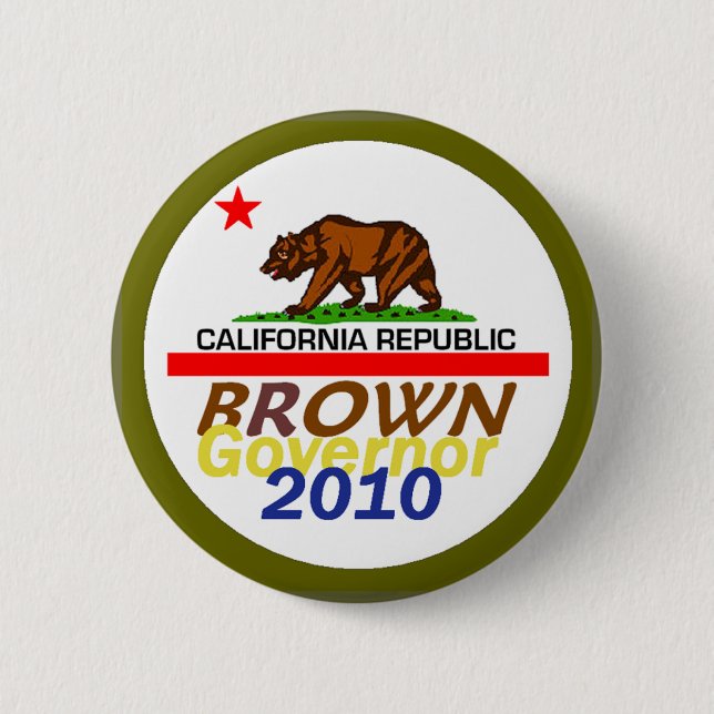 Jerry BROWN 2010 Button Knapp (Framsida)