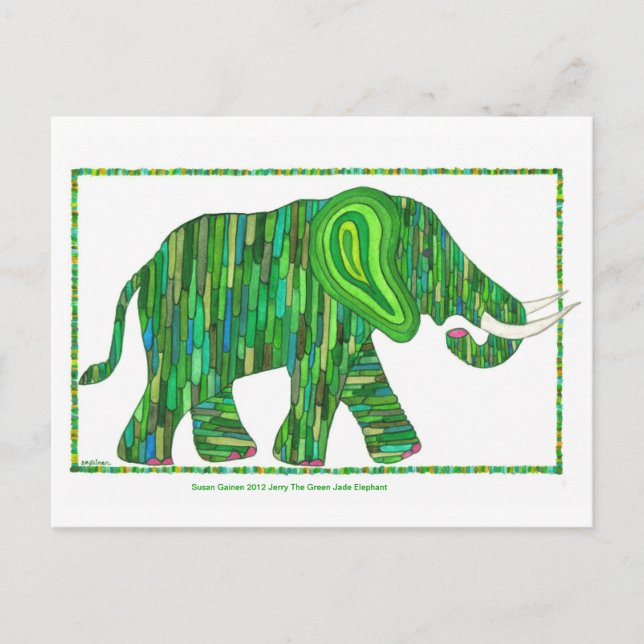Jerry Grönt Jade Elephant Postcard Vykort (Framsida)