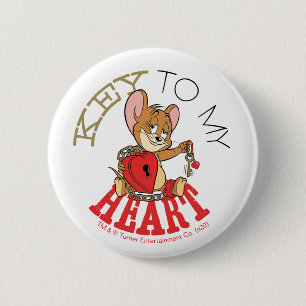 Jerry Mouse "Nyckel till mitt hjärta" Alla hjärtor Knapp