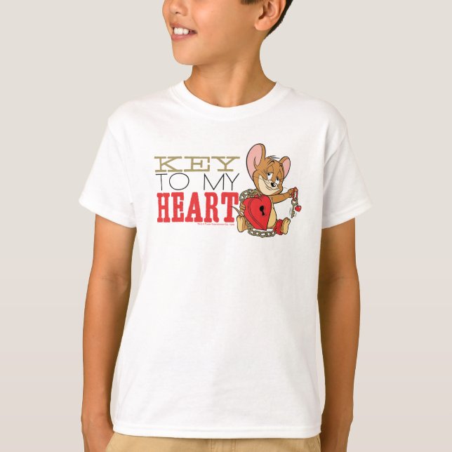 Jerry Mouse "Nyckel to my Heart" Valentine T Shirt (Framsida)