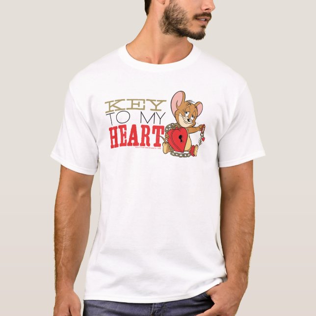 Jerry Mouse "Nyckel to my Heart" Valentine T Shirt (Framsida)