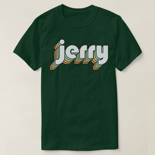 Jerry Retro Rainbow Typography Faded Stil T Shirt (Design framsida)