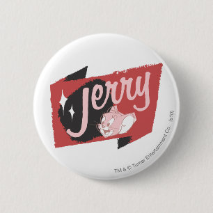 Jerry röd och svart logotyp knapp