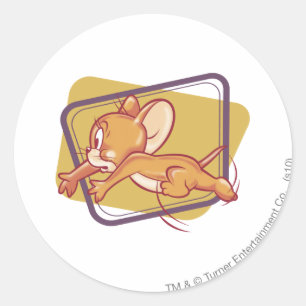 Jerry Running Skrämt Runt Klistermärke