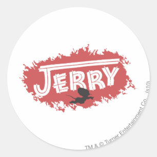 Jerry Silhouette Logotyp Runt Klistermärke
