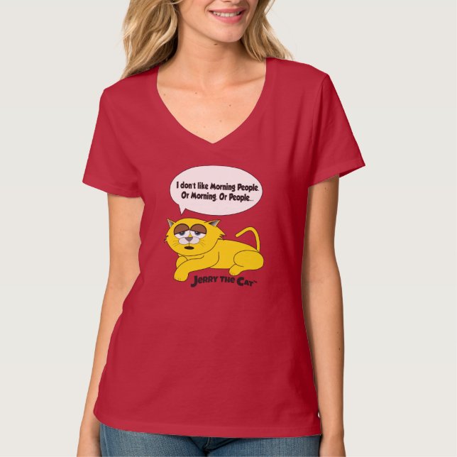 Jerry the Cat (jag gillar inte morgonmänniskor) T Shirt (Framsida)