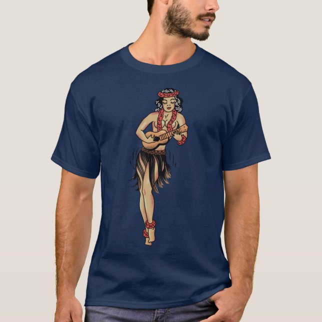 Jerrysraditionella Aloha Hula-flickor i Hawaii-mön T Shirt (Framsida)