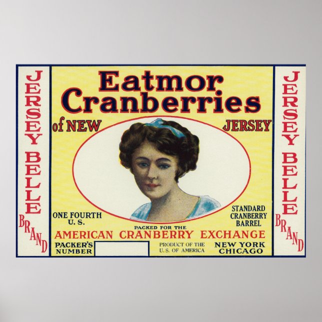 Jersey Belle Eatmor Cranbär Brand Label Poster (Framsidan)