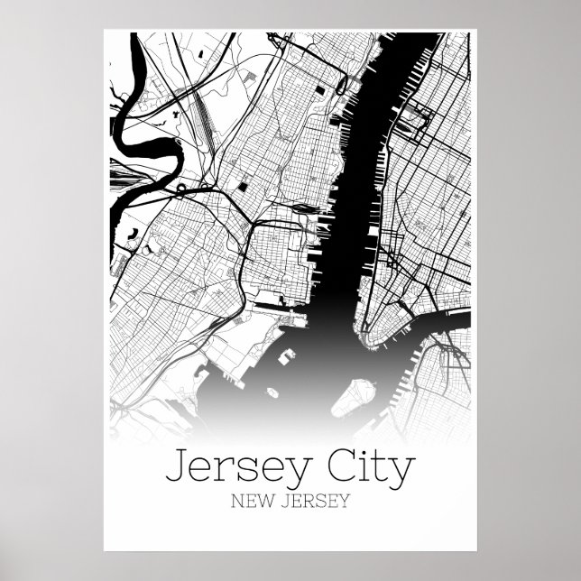 Jersey City Karta - New jersey - City Karta Poster (Framsidan)