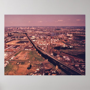Jersey City, New jersey, 1974, Aerial View Poster