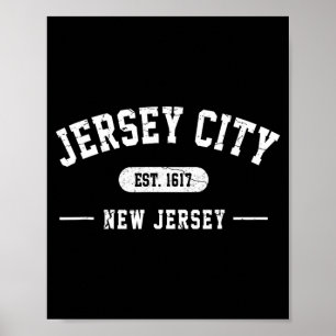 Jersey City New Jersey Est 1617 Vintage Retro Poster