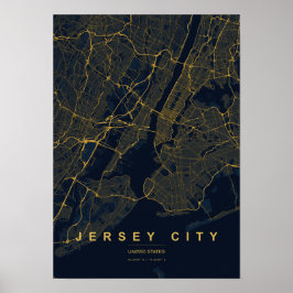 Jersey City New Jersey Stiliskt Karttryck Poster