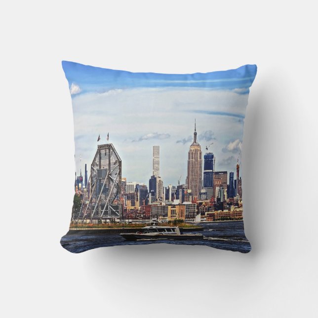 Jersey City NJ - Polisbåt vid Colgate Clock Kudde (Framsida)