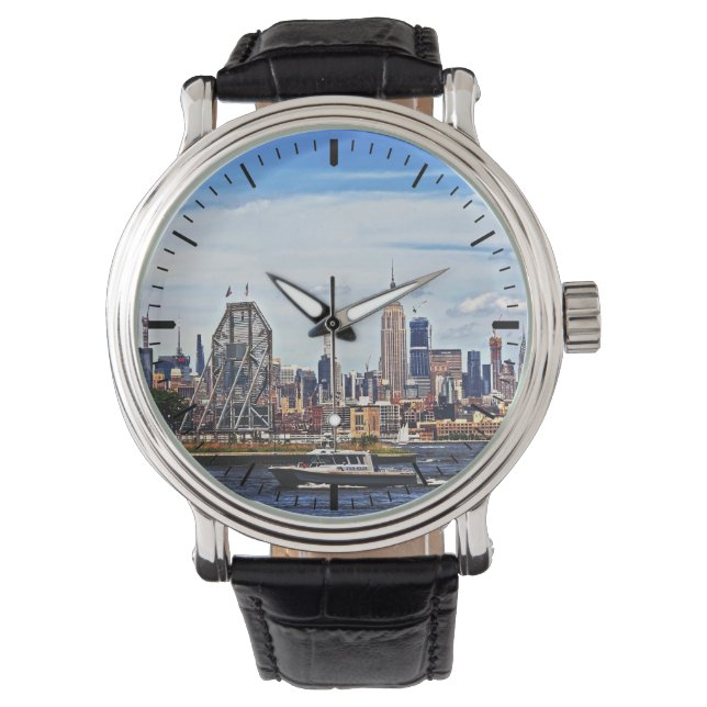 Jersey City NJ - Polisen Boat by Colgate Clock Armbandsur (Framsida)