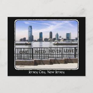 Jersey City Skyline One behöver aldrig Lämna gräns Vykort