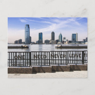 Jersey City Skyline One behöver aldrig Lämna Vykort