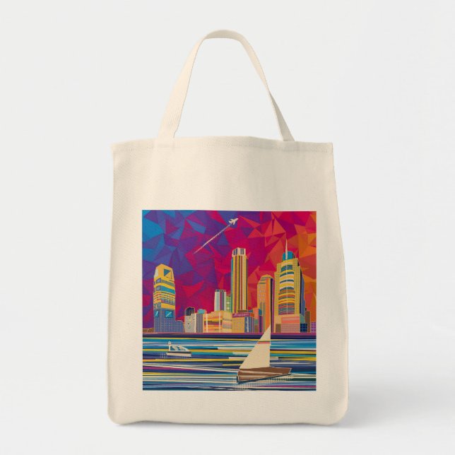 Jersey City Skyline Tote Tygkasse (Framsidan)
