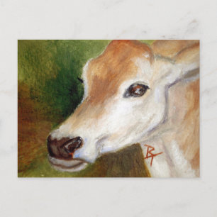 Jersey Cow aceo Postcard Vykort