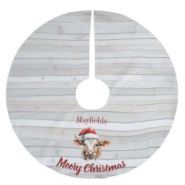 Jersey Cow Barn Wood "Moory jul" Julgransmatta Borstad Polyester (Framsidan)