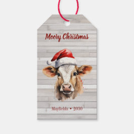 Jersey Cow, Barn Wood, "Moory jul" Presentetikett