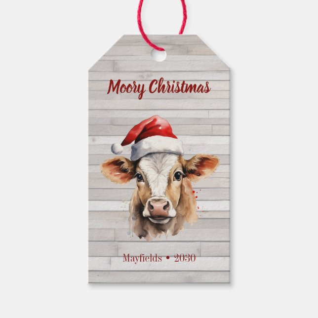 Jersey Cow, Barn Wood, "Moory jul" Presentetikett (Framsidan)