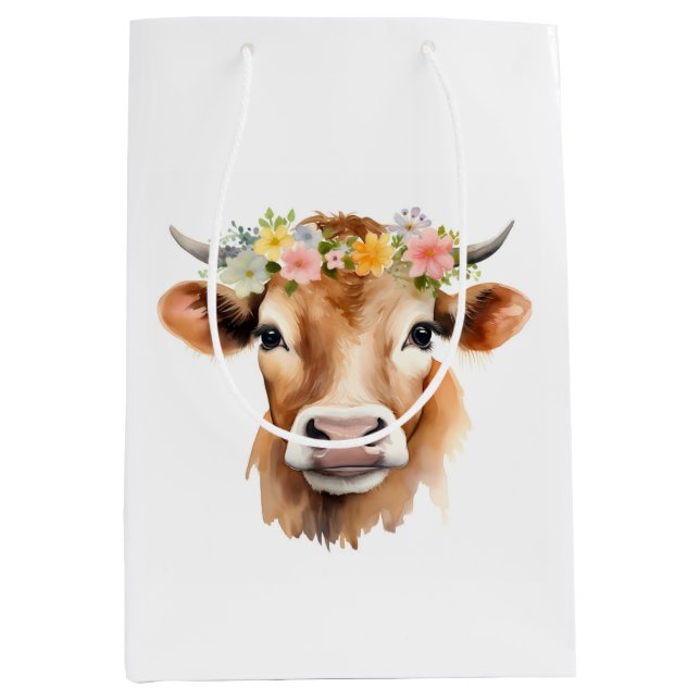 Jersey Cow Wearing Flowers Blommigt Girl's Birthda (Framsidan)