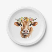 Jersey Cow Wearing Flowers Blommigt Girl's Birthda