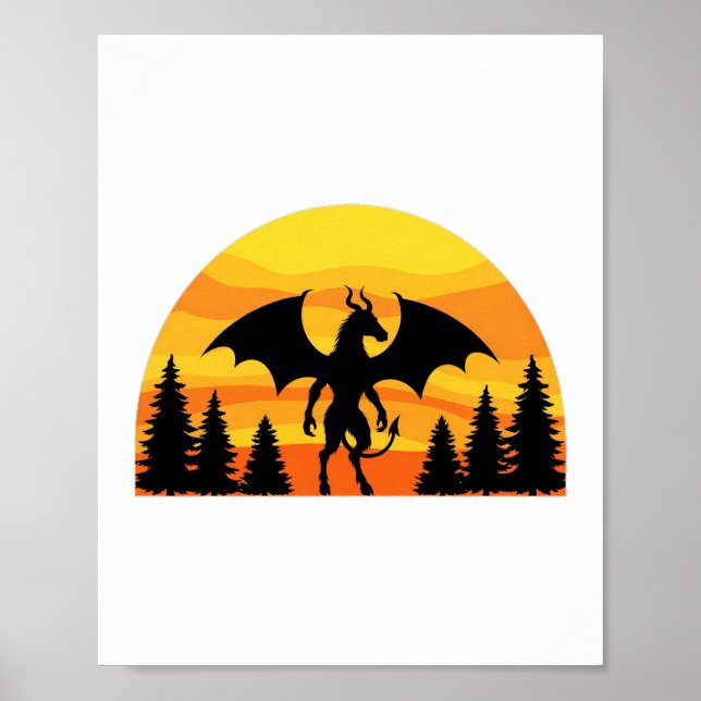 Jersey Devil Sunset — Vintage Kryptid Poster (Framsidan)