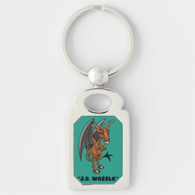 Jersey Djävulen ’J.D. Kryptid Rektangulärt Silverfärgad Nyckelring (Framsidan)