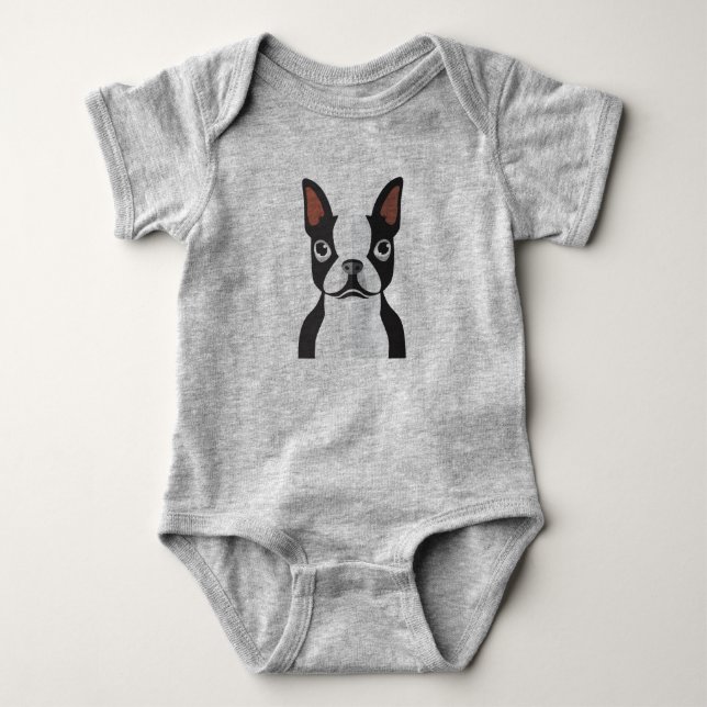 Jersey för babyBoston Terrier Bodysuit Tee Shirt (Framsida)