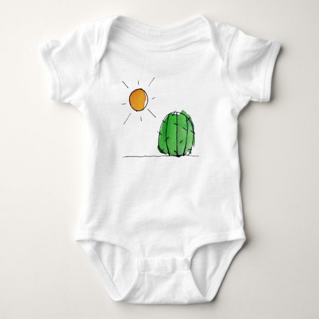 Jersey för sol- och kaktusvattenfärgbaby Bodysuit Tee (Framsida)