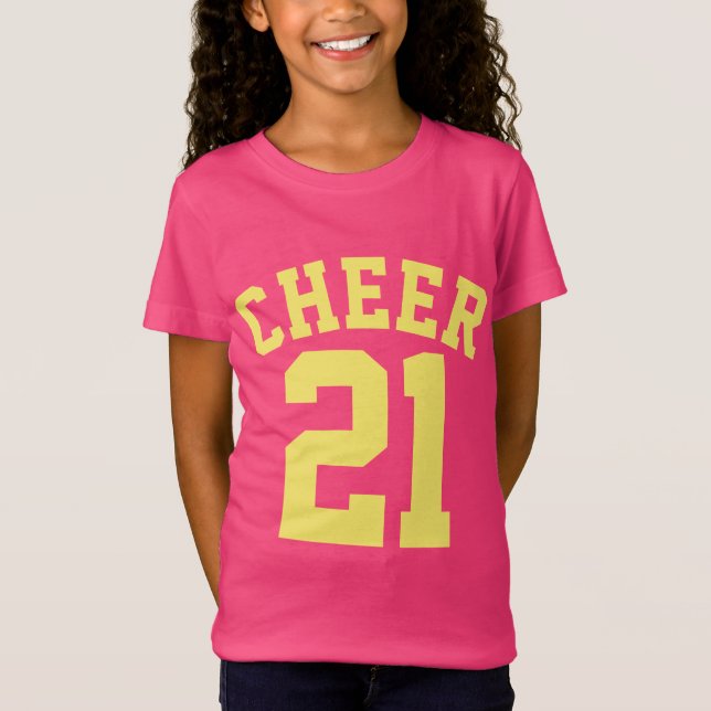 Jersey för sportar för shock rosa- & gultungar | tee shirt (Framsida)