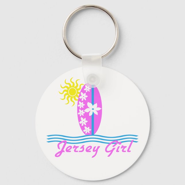 Jersey Girl baby Bodykostydräkt Rosa Surfboard W/S Nyckelring (Framsida)