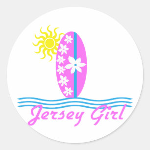 Jersey Girl baby Bodykostydräkt Rosa Surfboard W/S Runt Klistermärke
