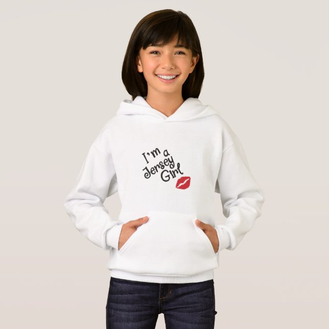 Jersey Girl Pullover Hoodie för flickor T Shirt (Hel framsida)
