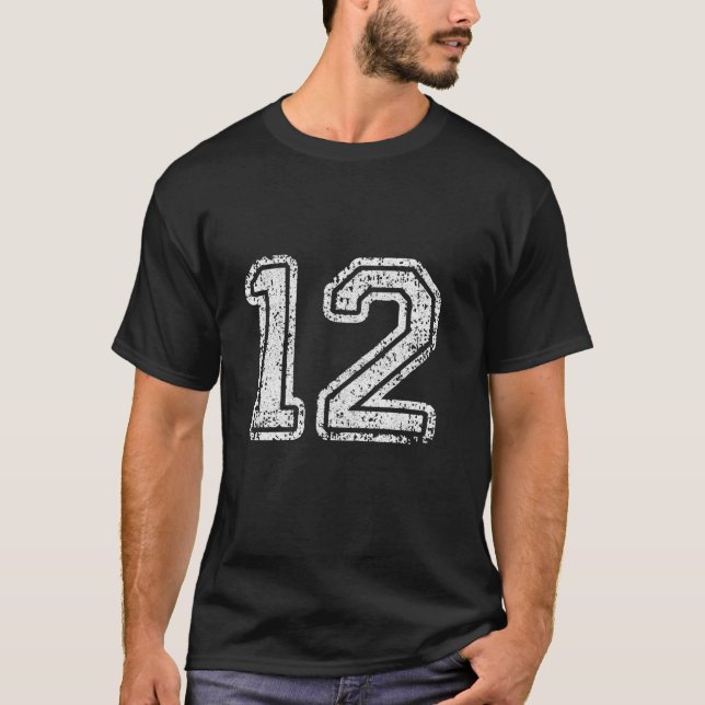 Jersey nummer 12 Tolv fotbollsnummer Idrott Gift T Shirt (Framsida)