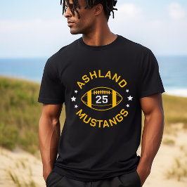 Jersey-nummer för Black and Guld Football Player T Shirt