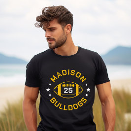 Jersey-nummer för Black and Guld Football Player T Shirt